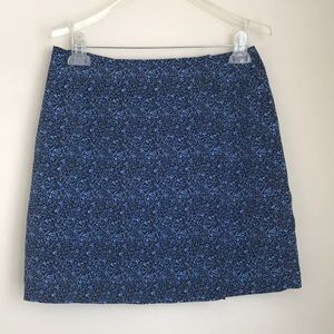 Black and blue floral wrap skirt